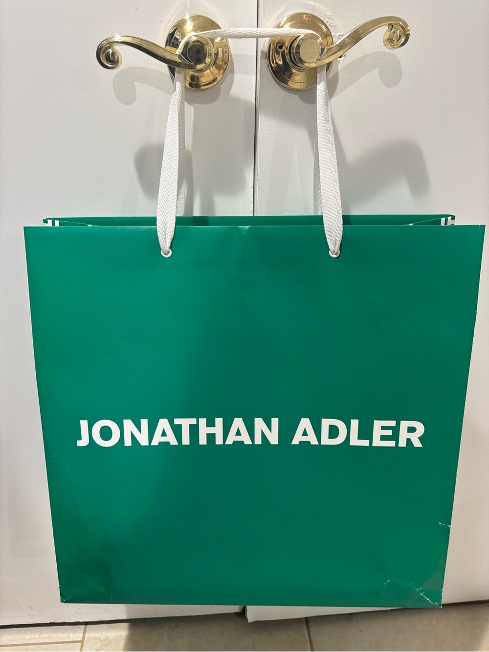 Jonathan Adler Emerald Green Gift Bag with White Logo